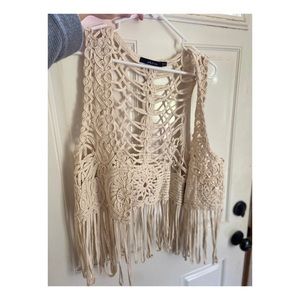 Boho Crochet Vest with Fringe